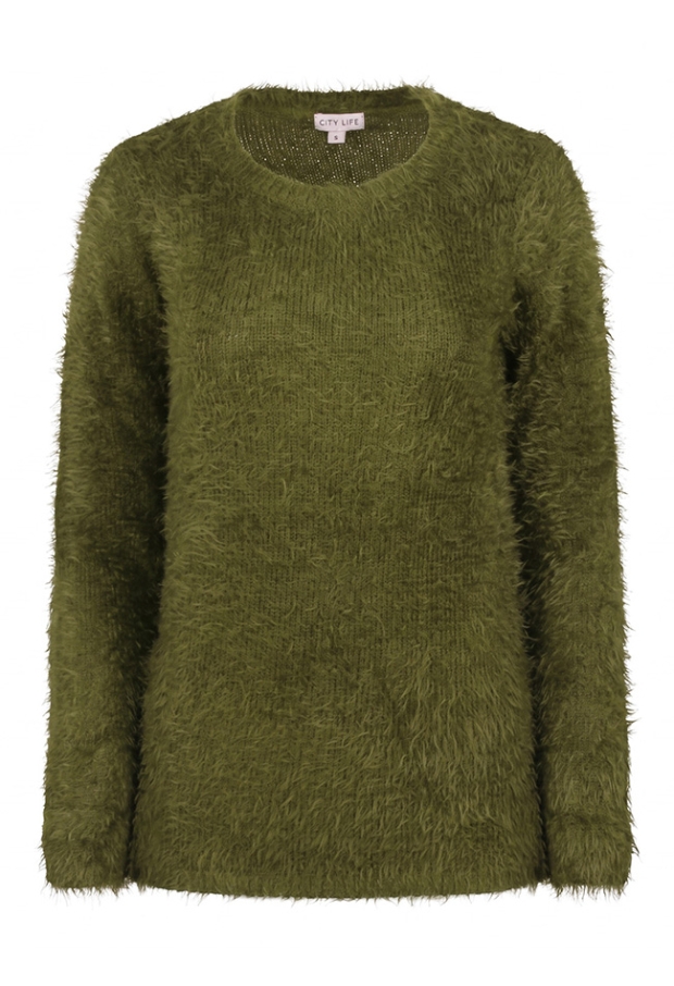 Citylife Dames Truien peat moss W20464/LW00347 Citylife Dames Truien peat moss W20464/LW00347