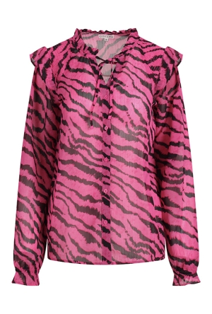 Citylife Dames Tops lange mouw rose violet W20566/Ysra ruffle Citylife Dames Tops lange mouw rose violet W20566/Ysra ruffle