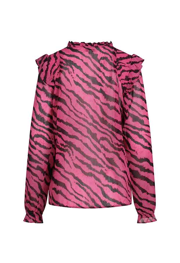 Citylife Dames Tops lange mouw rose violet W20566/Ysra ruffle Citylife Dames Tops lange mouw rose violet W20566/Ysra ruffle