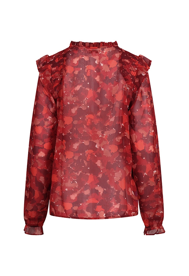 Citylife Dames Tops lange mouw rood W20566/Ysra ruffle