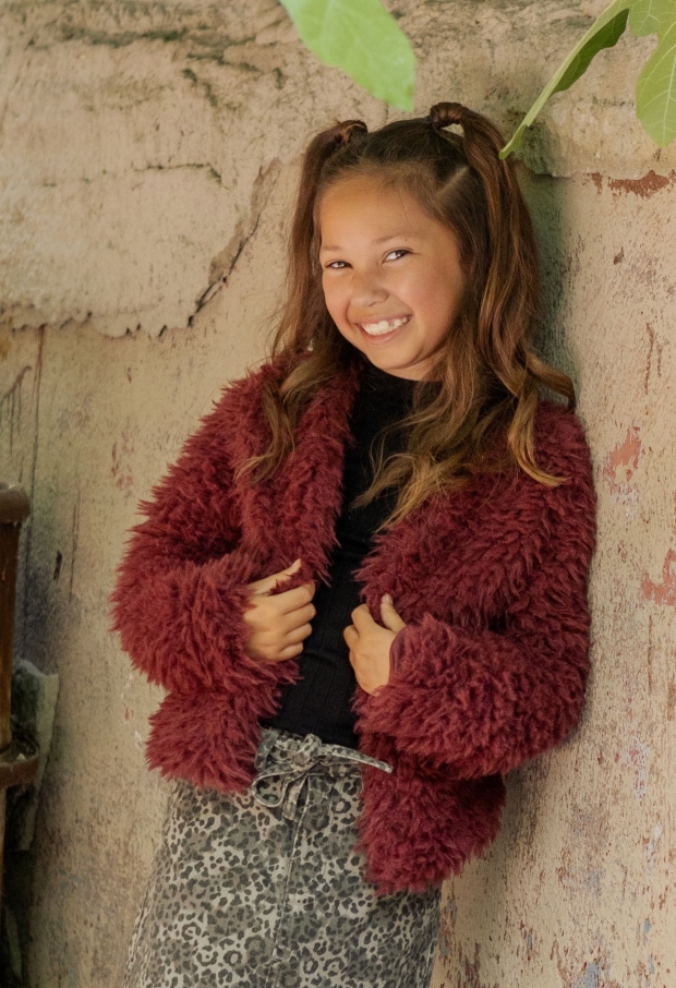 D-zine Meisjes Vesten lange mouw burgundy W20241/Lora