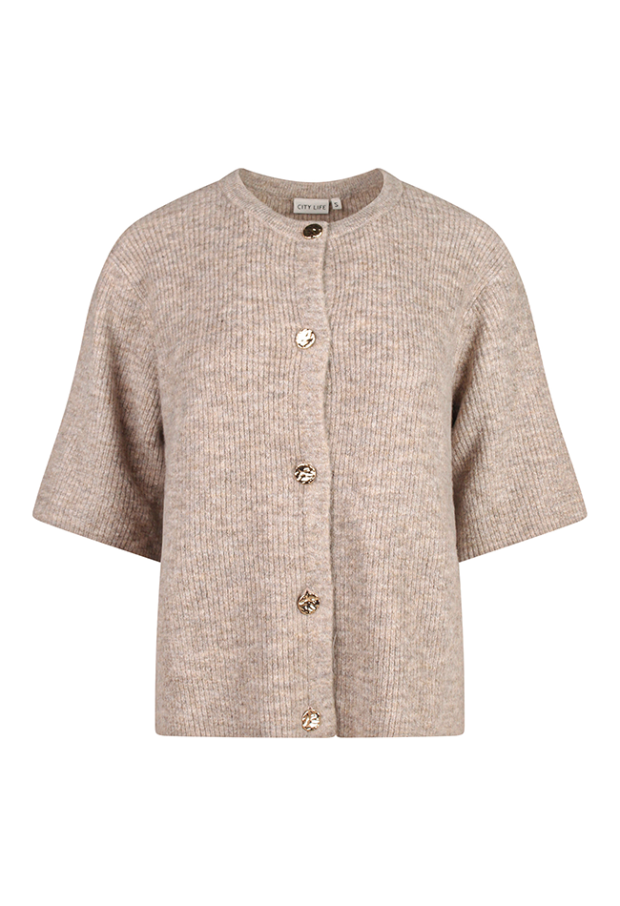 Citylife Dames Vesten korte mouw taupe melee W20382/LSW-69485