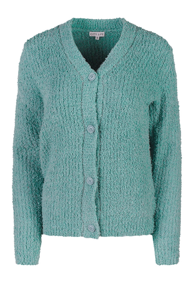 Citylife Dames Vesten lange mouw dusty turquoise W20534/304701 Citylife Dames Vesten lange mouw dusty turquoise W20534/304701