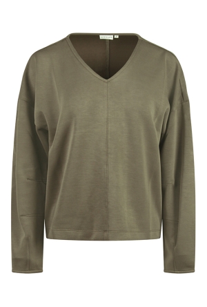 Citylife Dames Tops lange mouw khaki W20538/214333 Citylife Dames Tops lange mouw khaki W20538/214333