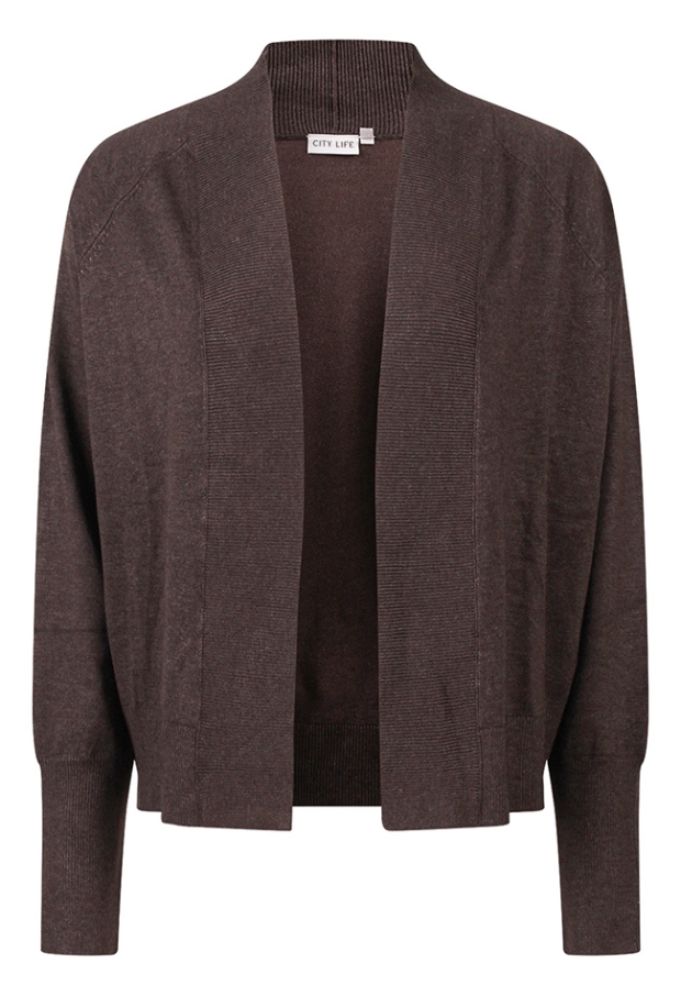Citylife Dames Vesten lange mouw brown melee W20432/304661 Citylife Dames Vesten lange mouw brown melee W20432/304661
