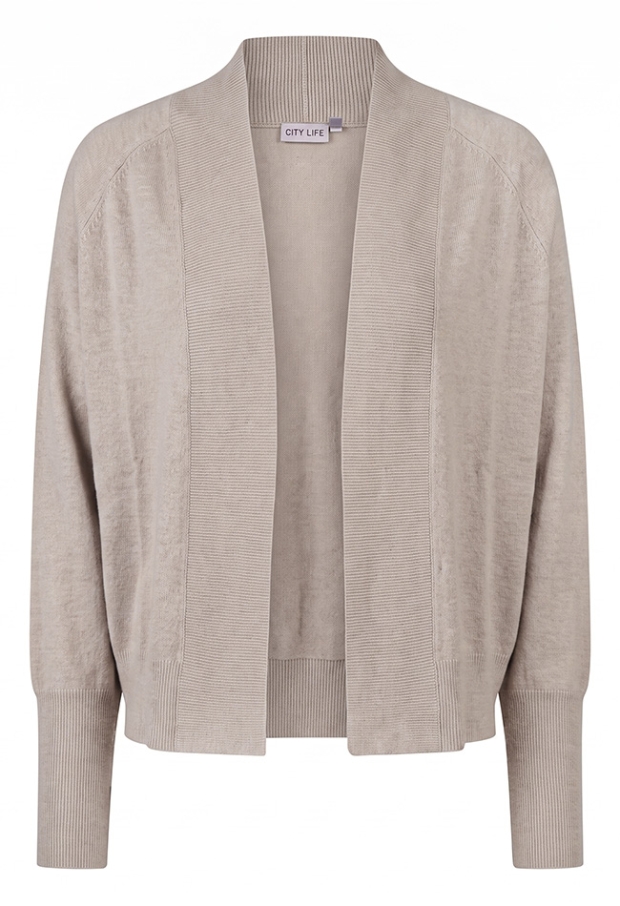 Citylife Dames Vesten lange mouw taupe melee W20432/304661 Citylife Dames Vesten lange mouw taupe melee W20432/304661