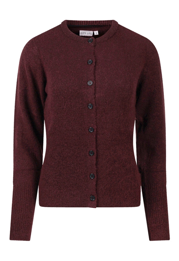 Citylife Dames Vesten lange mouw bordeaux melee W20439/304689