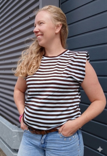 Private label Streep t-shirt kapmouw Blauw Blauw Private label Streep t-shirt kapmouw Blauw Blauw