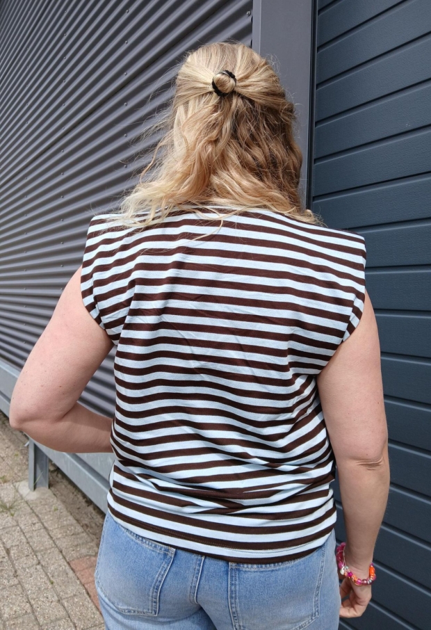 Streep t-shirt kapmouw Blauw