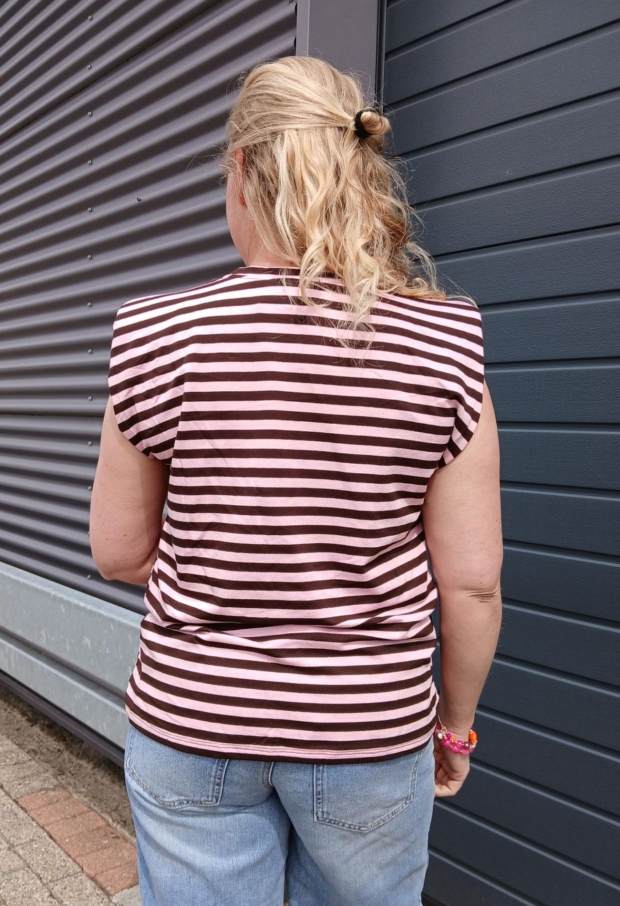 Streep t-shirt kapmouw ROSE