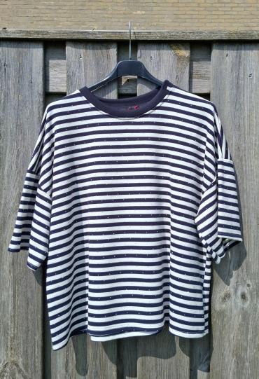Private label Streep t-shirt stras marine  Marine