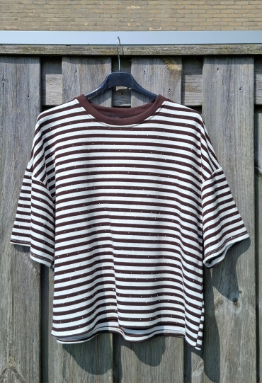 Private label Streep t-shirt stras Bruin Bruin Private label Streep t-shirt stras Bruin Bruin