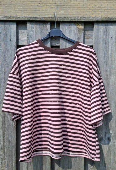 Private label Streep t-shirt stras LICHT ROSE LICHT ROSE Private label Streep t-shirt stras LICHT ROSE LICHT ROSE