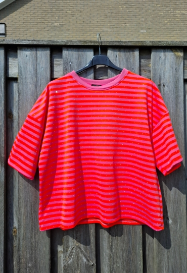 Private label Streep t-shirt stras FEL ORANJE  FEL ORANJE