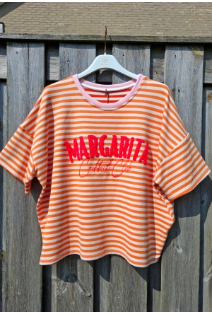 Private label Streep t-shirt margarita oranje  Oranje