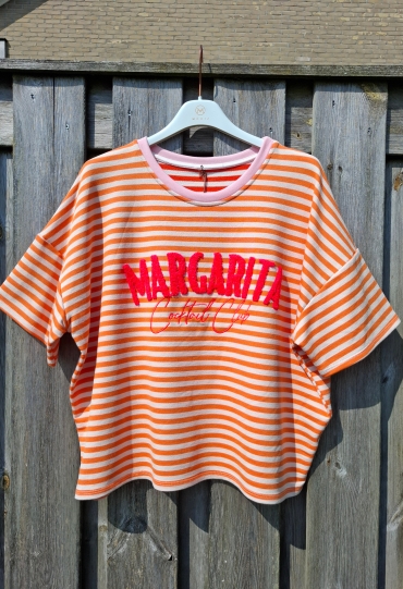 Private label Streep t-shirt margarita oranje Oranje Private label Streep t-shirt margarita oranje Oranje