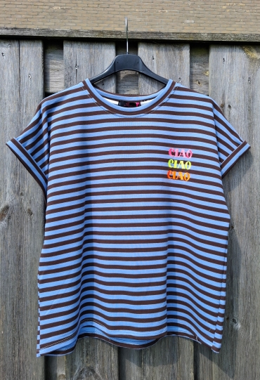 Private label Streep t-shirt ciao Blauw Blauw Private label Streep t-shirt ciao Blauw Blauw