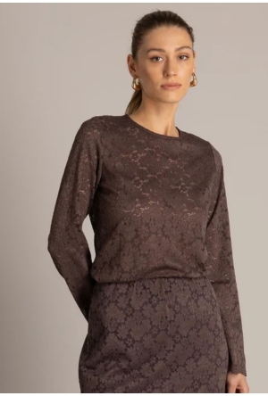 Yest Dames Tops lange mouw Brown 0006674