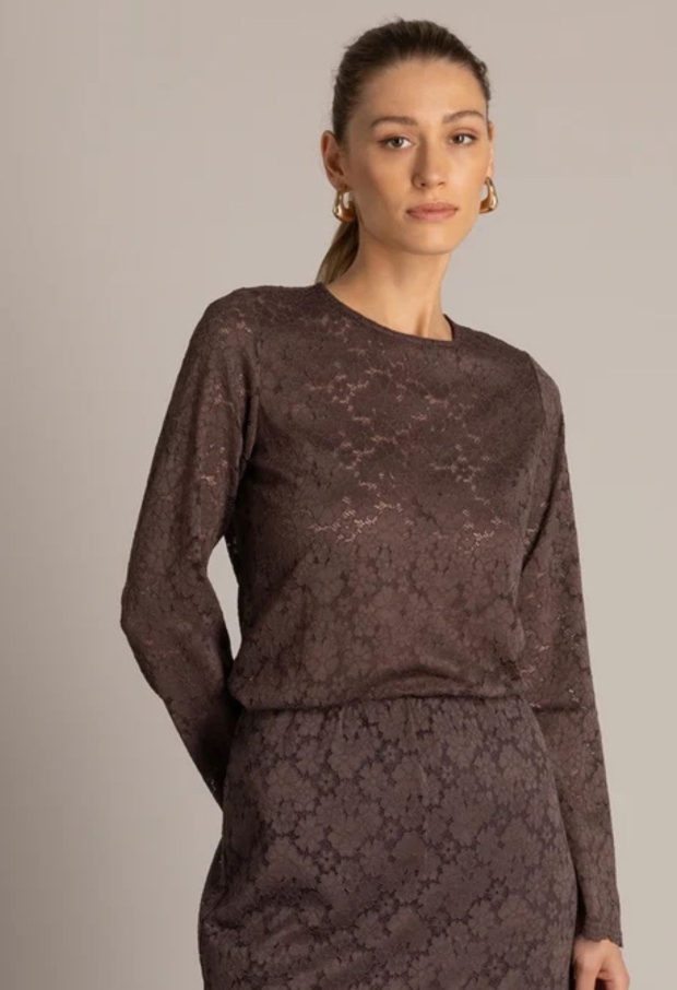 Yest Dames Tops lange mouw Brown 0006674