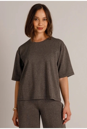 Yest Dames Tops korte mouw Black/Taupe Grey 0006653