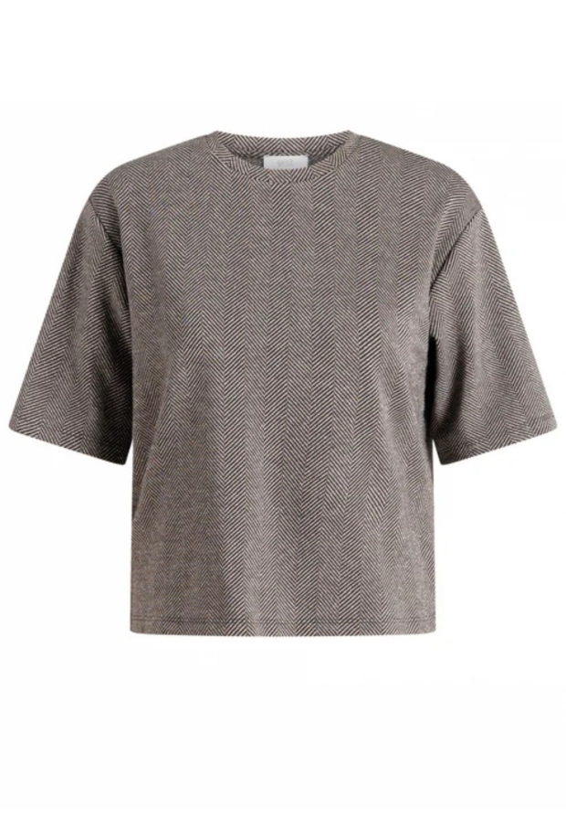 Yest Dames Tops korte mouw Black/Taupe Grey 0006653 Yest Dames Tops korte mouw Black/Taupe Grey 0006653