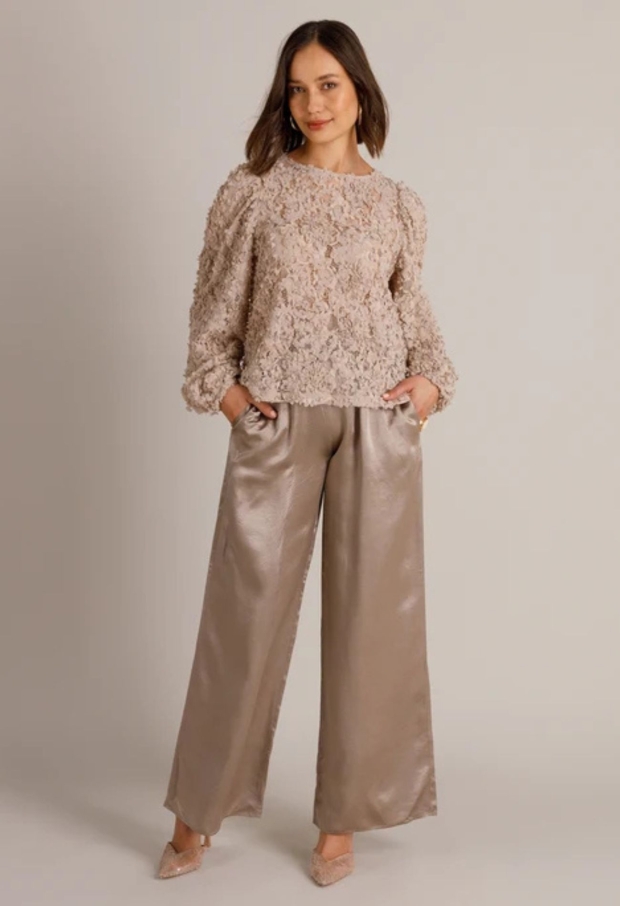 Yest Dames Tops lange mouw Light Taupe 0006751