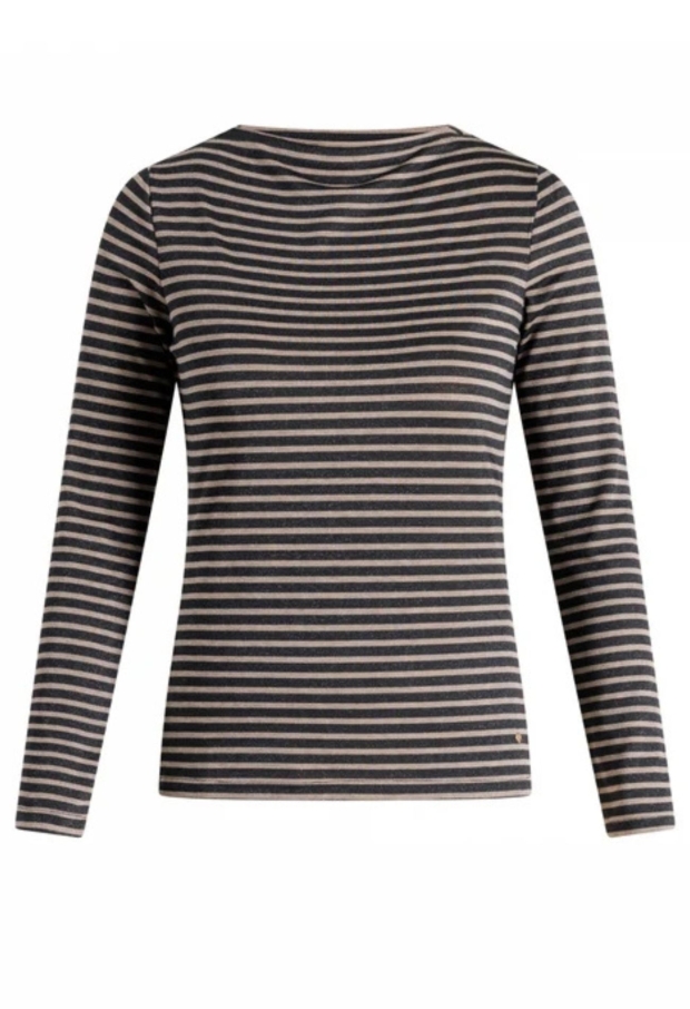 Yest Dames T-shirts lange mouw Black/Light Taupe 0006763 Yest Dames T-shirts lange mouw Black/Light Taupe 0006763