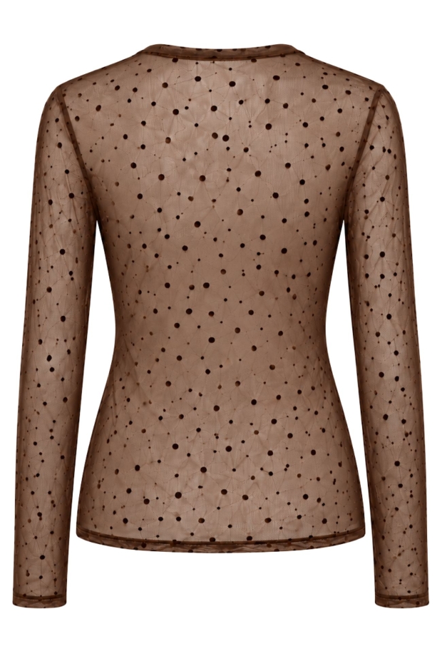 Iz Naiz Dames Tops lange mouw Dott brown 25390 Iz Naiz Dames Tops lange mouw Dott brown 25390