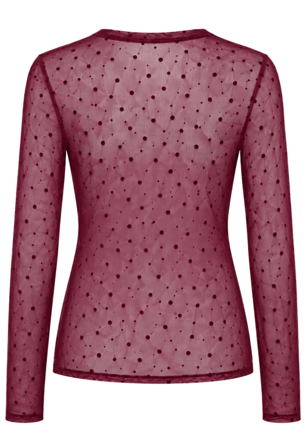 Iz Naiz Dames Tops lange mouw Dott bordeaux 25390