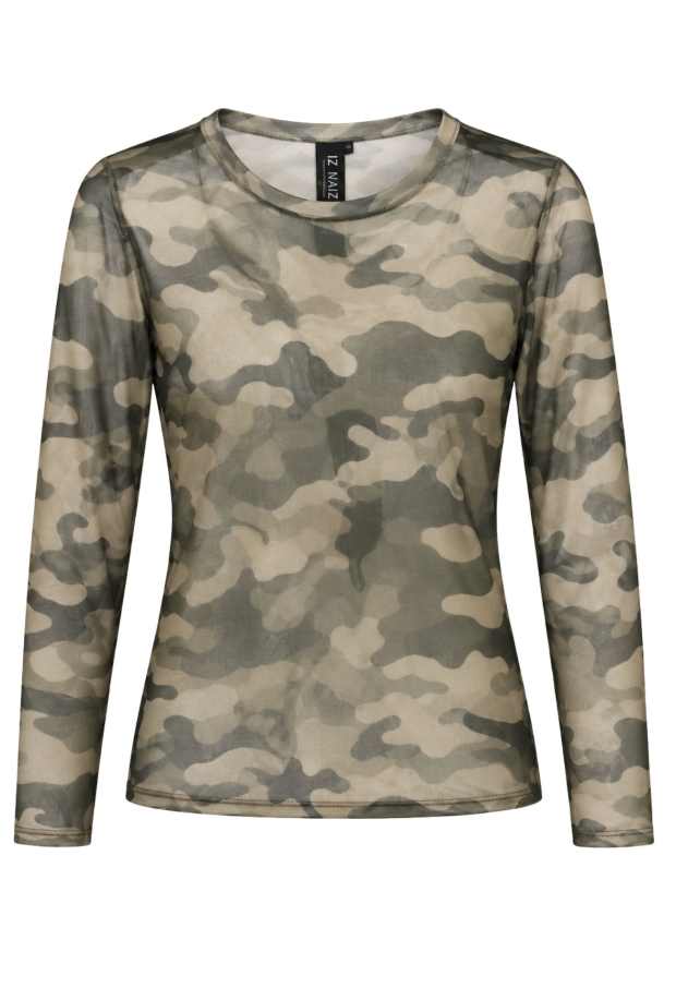 Iz Naiz Dames Tops lange mouw Camo army 25390 Iz Naiz Dames Tops lange mouw Camo army 25390